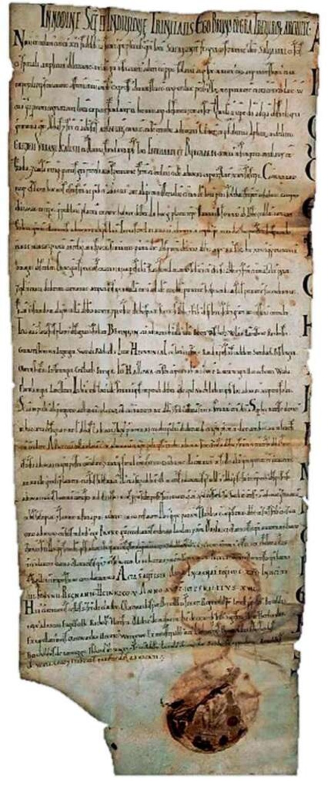 Die Urkunde vom 30. Mai 1122. Hier taucht der Ortsname erstmals auf.  | Foto: Staatsarchiv Schaffhausen