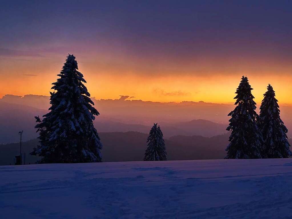 Aussicht vom Kandel auf die letzten Sonnenstrahlen des Tages