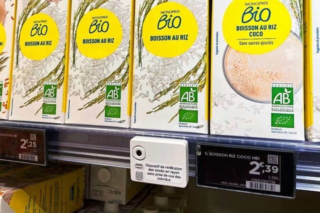 Minikamera von Captana direkt neben dem Preisschild in einem Monoprix-Supermarkt  | Foto: SES-Imagotag