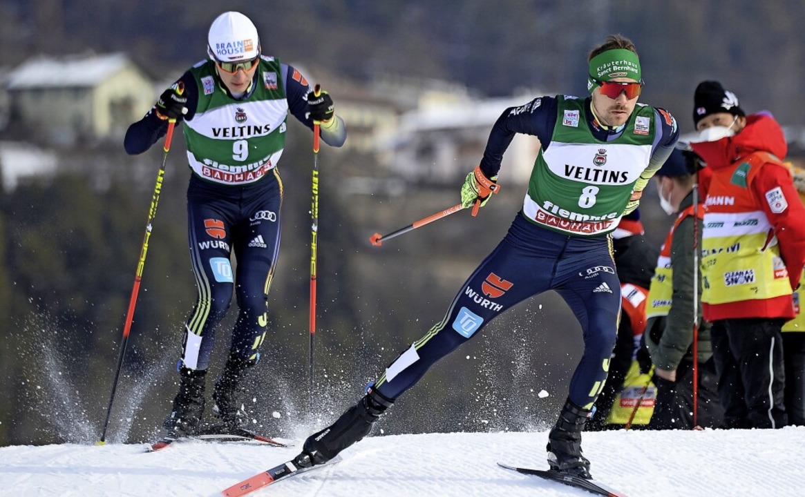 Konkurrenten und Kumpel: Die Nordische... vom Sprung zu den Spielen in Peking.   | Foto: Elvis Piazzi (dpa)