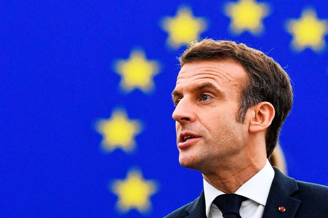 Frankreich Prsident Macron wich heiklen Fragen nicht aus.  | Foto: BERTRAND GUAY (AFP)