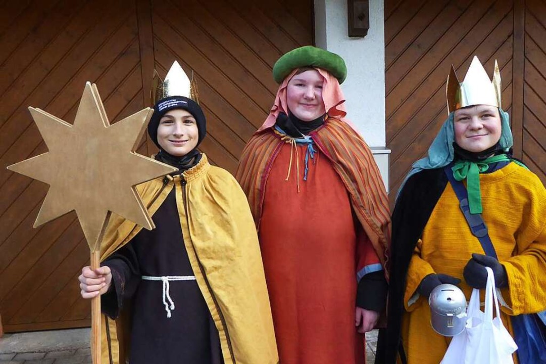 Drei der Heiligen Könige, die in Oberprechtal unterwegs waren.  | Foto: Roland Gutjahr
