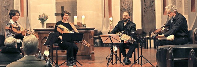 Das Nyckelharpa-Quartett gastierte in ...ngelische Stadtkirche in Emmendingen.   | Foto: Georg Vo