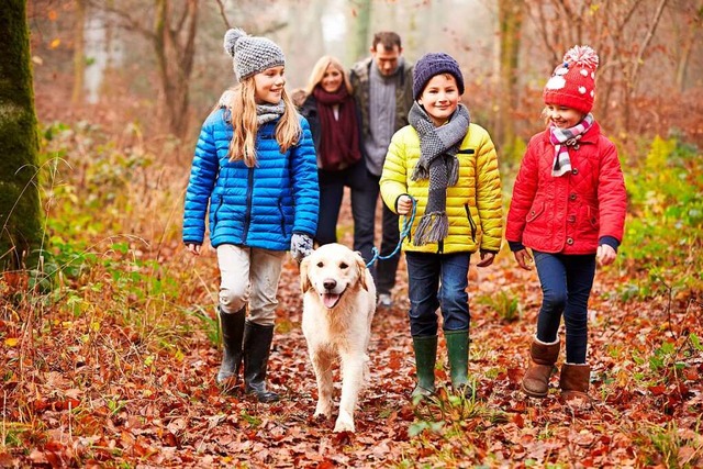 Eine Familie mit drei Kindern und einem Hund.  | Foto: Bayer Vital GmbH (dpa)