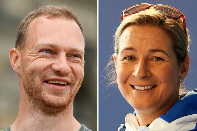 Francesco Friedrich und  Claudia Pechstein  | Foto: Robert Michael (dpa)