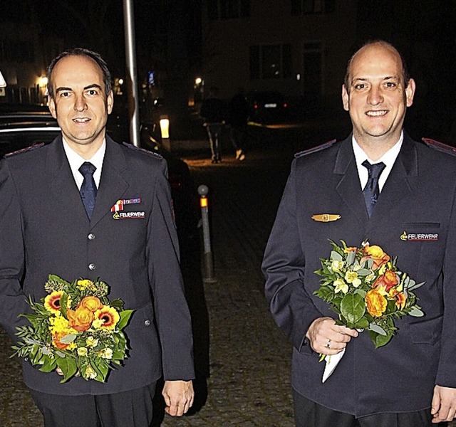 Kommandant Mathias Meier (links) mit Stellvertreter Kilian Rinklin  | Foto: Horst David