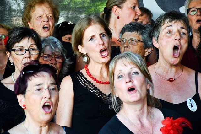 Ein Bild aus besserer Zeit: Sngerinne...222;Lrrach singt!&#8220; im Juni 2019  | Foto: Barbara Ruda