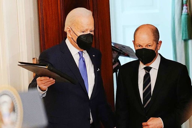 US-Prsident Joe Biden und Kanzler Olaf Scholz im Weien Haus  | Foto: Kay Nietfeld (dpa)