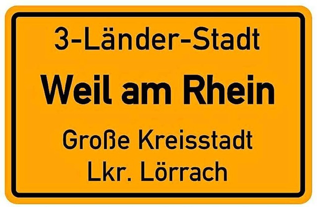 So wird das Ortsschild von Weil am Rhein knftig aussehen.  | Foto: Stadtverwaltung