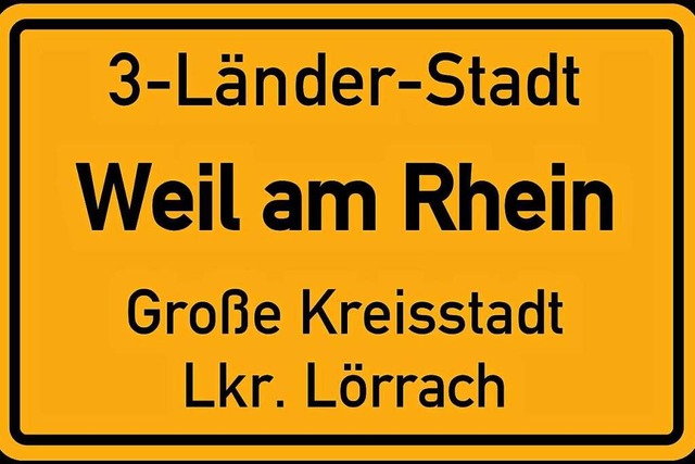 So sollen die Ortsschilder von Weil am...t. Die Stadtteile bleiben ausgenommen.  | Foto: Illustration: Stadtverwaltung Weil am Rhein / Sprrer