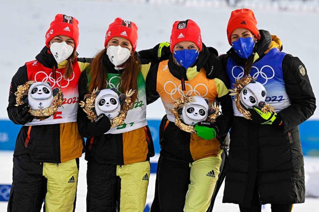 Die deutschen Skilangläuferinnen  | Foto: PIERRE-PHILIPPE MARCOU (AFP)