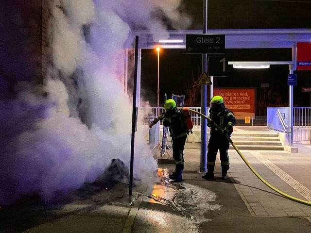 Auch am Waldkircher Bahnhof brannten Mllcontainer.   | Foto: Feuerwehr