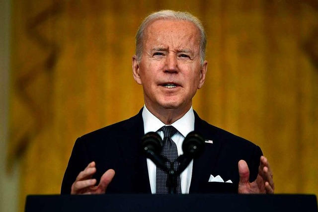 US-Prsident Joe Biden am Dienstagabend in Washington.  | Foto: BRENDAN SMIALOWSKI (AFP)