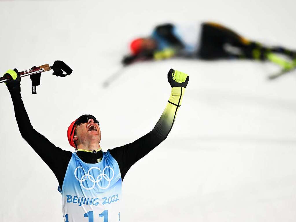 Der Kombinierer Vinzenz Geiger gewinnt die Goldmedaille.