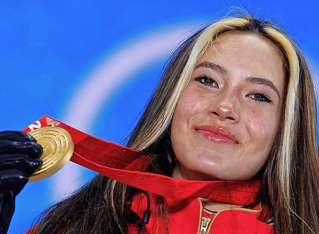 Zweimal Gold und einmal Silber &#8211;...u ist Chinas Gesicht der Winterspiele.  | Foto: ODD ANDERSEN (AFP)