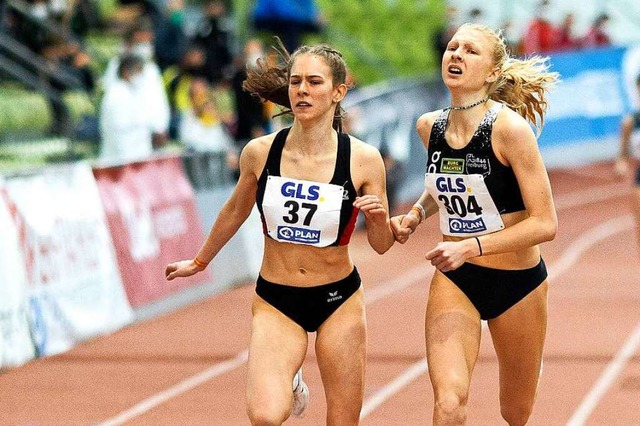 Lieferten sich ein spannendes Rennen: Jolanda Kallabis (rechts) und Jana Becker  | Foto: BEAUTIFUL SPORTS/R. Schmitt via www.imago-images.de