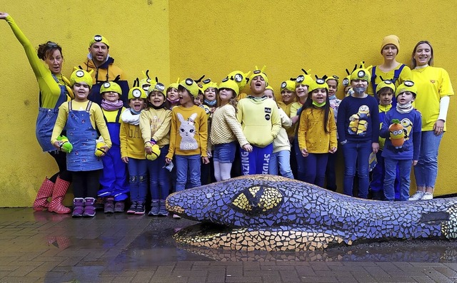 <BZ-FotoAnlauf>Tullaschule:</BZ-FotoAn... an der Tullaschule gesichtet: Minions  | Foto: manuela mller