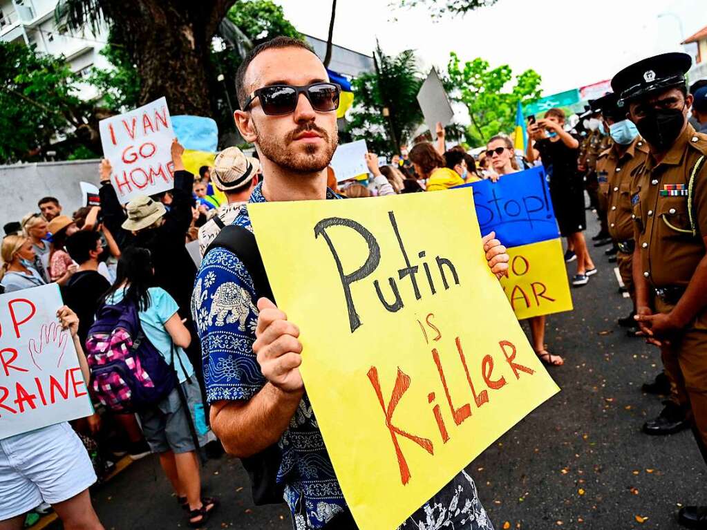 Demonstration zur Untersttzung der Ukraine in Colombo, Sri Lanka