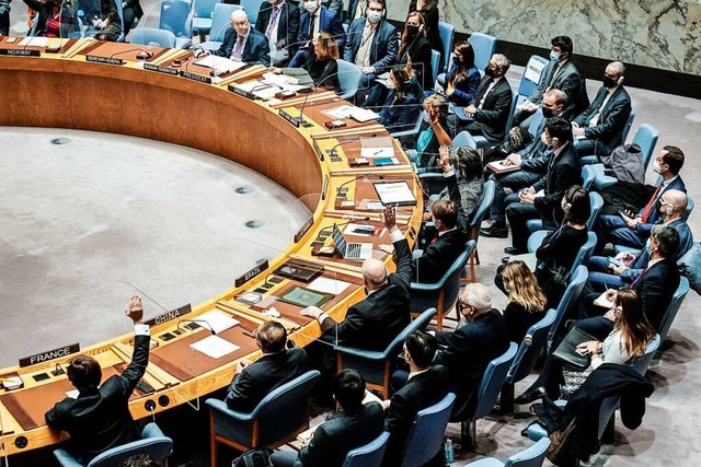 Vertreter nehmen in New York an einer ... ist im UN-Sicherheitsrat gescheitert.  | Foto: John Minchillo (dpa)