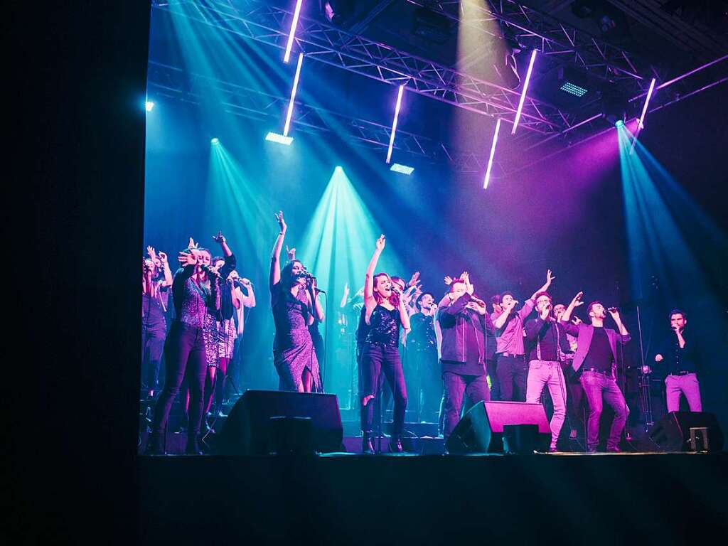 Das erste Mal wieder live vor Publikum: Der A-Cappella-Popchor Twng! sang am Freitag und Samstag im E-Werk.