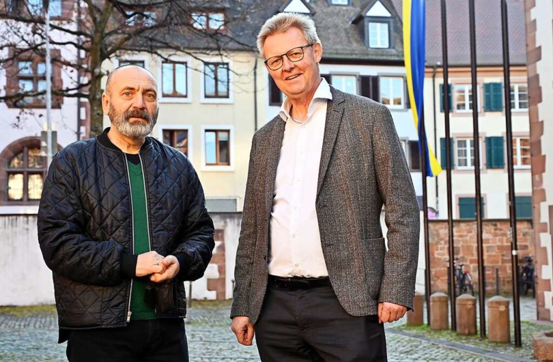 Heimleiter Roman Korniiko hat sich am ...eister Ulrich von Kirchbach getroffen.  | Foto: Thomas Kunz
