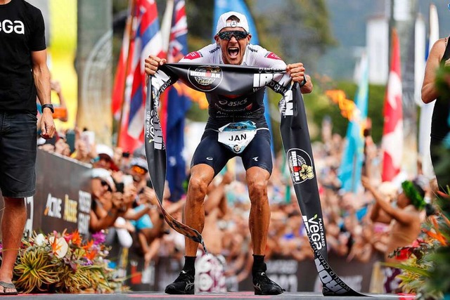 Jan Frodeno bei seinem Sieg auf Hawaii 2019.  | Foto: Marco Garcia (dpa)