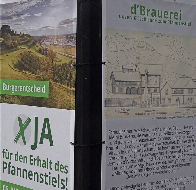 Die Brgerinitiative Pfannenstiel hat ...tionssulen in Kenzingen aufgestellt.   | Foto: Ilona Huege