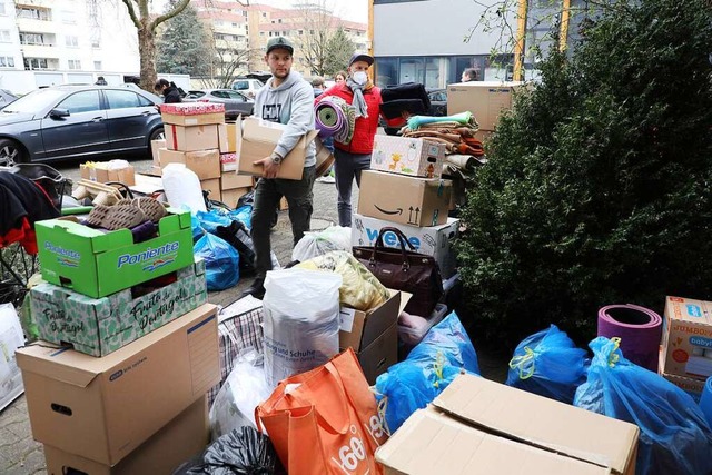 Im Ortenaukreis werden Hilfsgter fr ...n der Ukraine gesammelt, hier in Lahr.  | Foto: Christoph Breithaupt