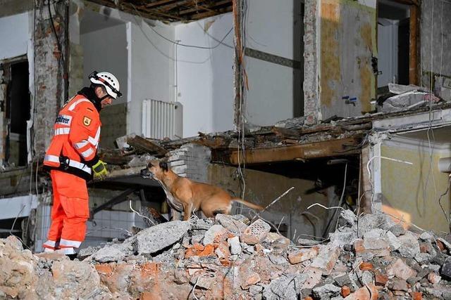 Rettungshundestaffel Oberrhein übt in Müllheimer Abrissgebäude
