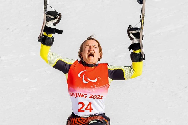 Unbndige Freude: Die Freiburgerin Ann...ie erste Goldmedaille fr Deutschland.  | Foto: Christoph Soeder (dpa)