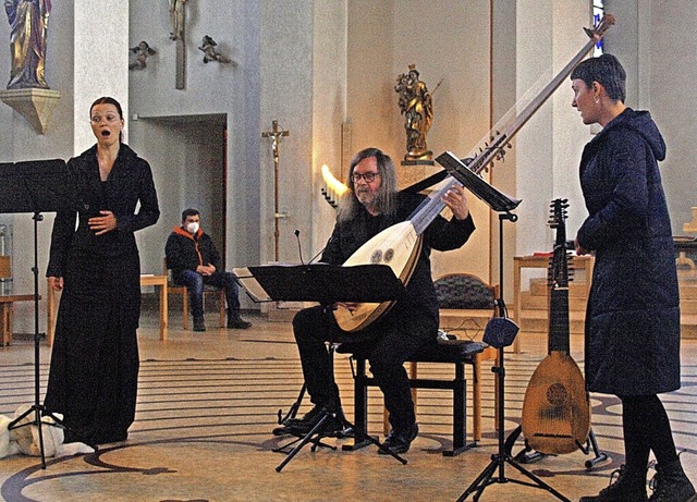 Juliane Brittain, Wolfgang Daiss und S...irche Werke von Monteverdi bis Hndel.  | Foto: Karin Stckl-Steinebrunner