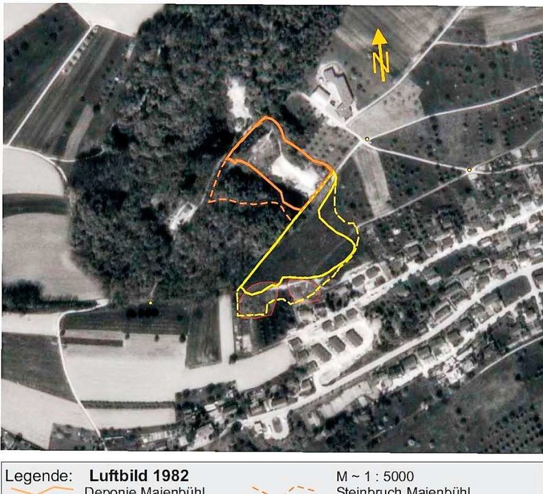 Ein Luftbild  zeigt den Zustand des Ge...ie Umrisse der ehemaligen Steinbrüche.  | Foto: Peter Gerigk/Desktopbild
