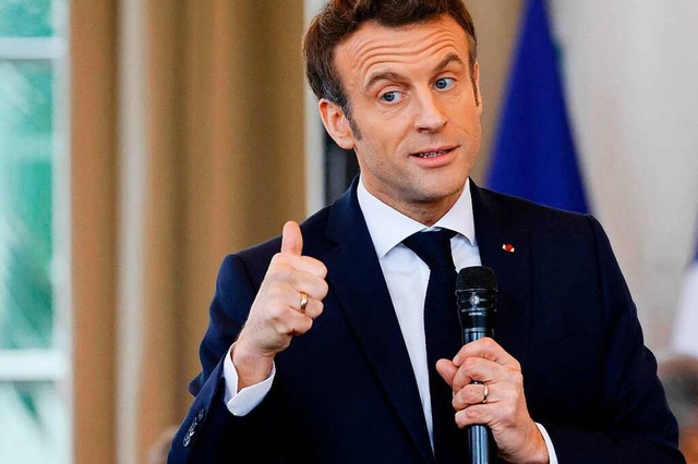 Strebt seine Wiederwahl an: Frankreichs Staatschef Emmanuel Macron  | Foto: LUDOVIC MARIN (AFP)