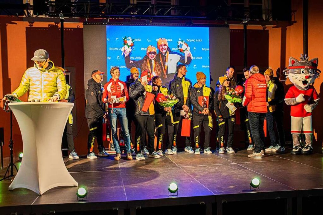 Die Athleten auf der Bühne in der Talvogtei.  | Foto: Hubert Gemmert