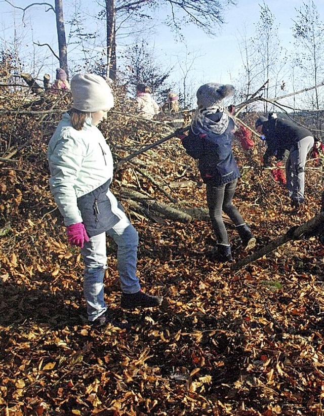 Auch Grundschulkinder haben bei Vorbereitungen fr den Dachsweg geholfen.  | Foto: Karin Stckl-Steinebrunner