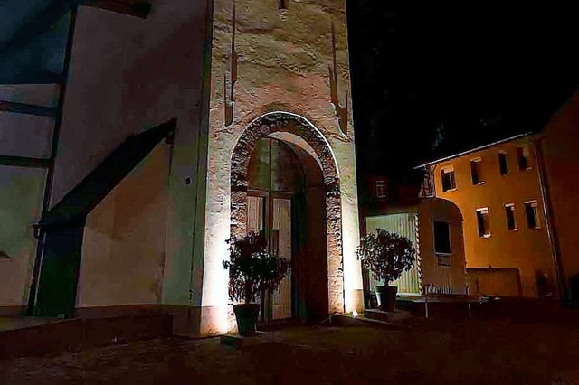 Die Pfarrkirche Forchheim bei Nacht mit sparsamer Beleuchtung  | Foto: Privat