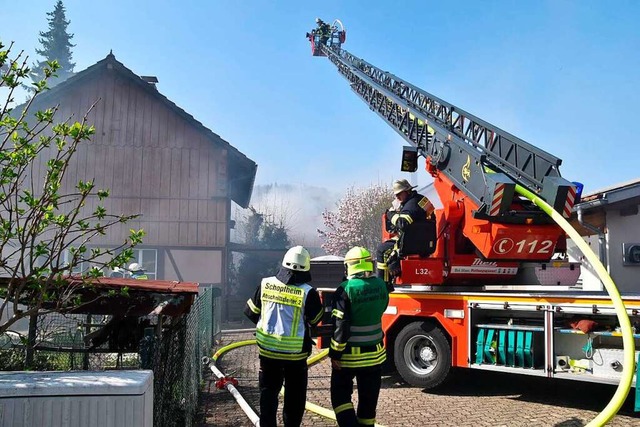 Oft gefordert war die Schopfheimer Feu...atz im April in der Himmelreichstrae.  | Foto: Nico Kaptz