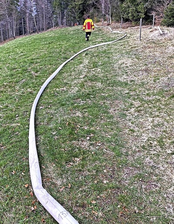 Um die Einsatzstelle zu erreichen, mussten lange Leitungen gelegt werden.  | Foto: Feuerwehr Breitnau