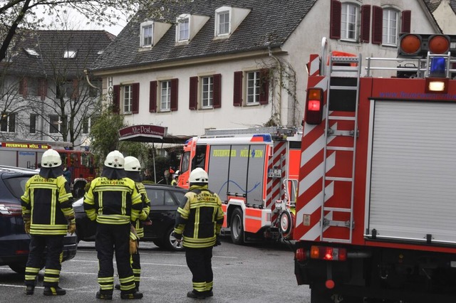 Im Heizraum des Landhotels Alte Post i...lte zur Hilfe. Verletzt wurde niemand.  | Foto: Volker Mnch