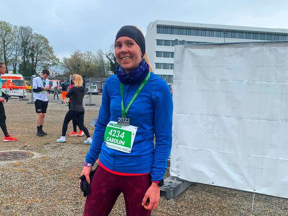 Die glückliche Läuferin Carolin Johannsen nach einer Top-Zeit mit 1:40  | Foto: Carolin Johannsen