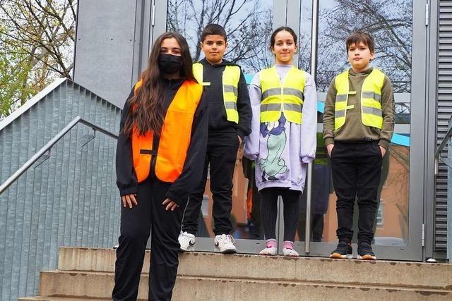 In Friedlingen gibt es jetzt sieben Haltestellen fr Laufbusse zur Rheinschule