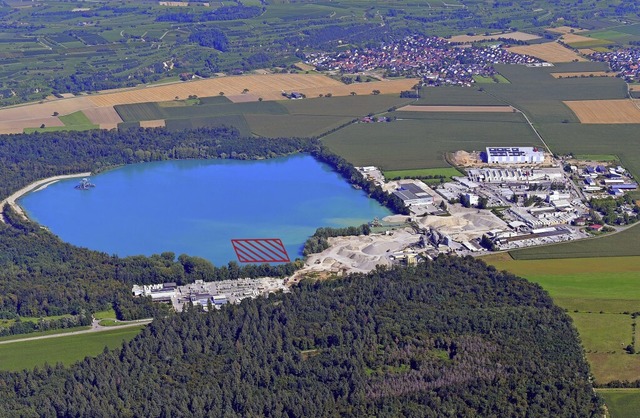 Der Rimsinger Baggersee aus der Vogelp...mmende Photovoltaikanlage geplant ist.  | Foto: Erich Meyer