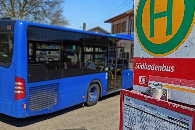 Ein Bus an der Haltestelle am Herbolzh...s zufolge in 20 Minuten zu Hause sein.  | Foto: Martin Wendel