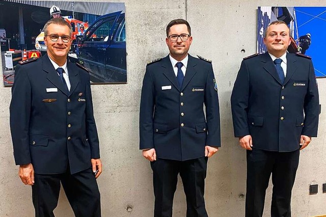 Das neue Fhrungsteam: Stadtbrandmeist...tellvertreter Alexander Ebler (rechts)  | Foto: Hannes Lauber
