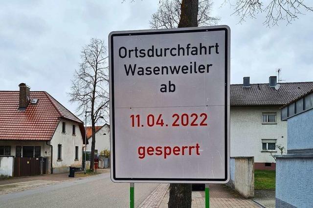 Ab Montag ist die Ortsdurchfahrt von Wasenweiler gesperrt