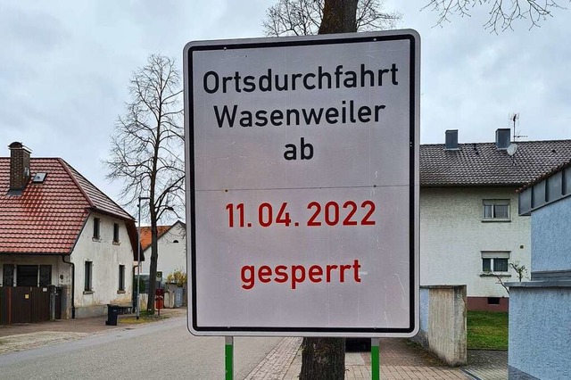 Ab kommender Woche ist die Ortsdurchfahrt Wasenweiler gesperrt.  | Foto: Stefan Ammann