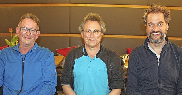 Vorsitzender Karl Trautwein (links) mi...dem neuen Dirigenten Ramon Schneewei   | Foto: Horst David
