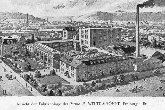 Das Firmengelnde mit Fabrikantenvilla an der Lehener Strae etwa im Jahr 1912  | Foto: Archiv: Augustinermuseum
