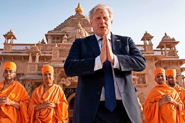 Boris Johnson bei seinem Besuch in Indien am Donnerstag  | Foto: STEFAN ROUSSEAU (AFP)