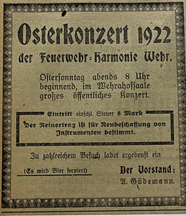 Das Osterkonzert der Feuerwehr-Harmoni...in Klassiker im Wehrer Kulturkalender.  | Foto: Hansjrg Bader